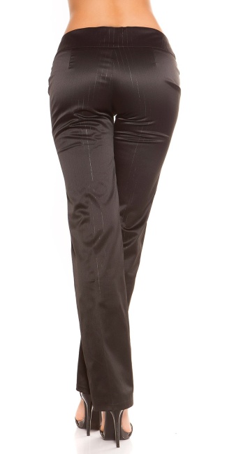 trousers with buckle and pinstripes Black